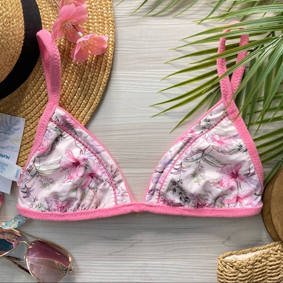 LoveShackFancy x Hurley 🌸 Reversible Felt Fixed Tri Bikini Top 👙🏄🏼‍♀️🌴 - Picture 11 of 16
